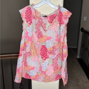 Talbots RUFFLE TRIM SHELL - CLUSTER GARDEN Size 3X Spring Girly Floral